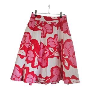 Talbots Floral Skirt White Pink Red Size 2 MISSING BELT